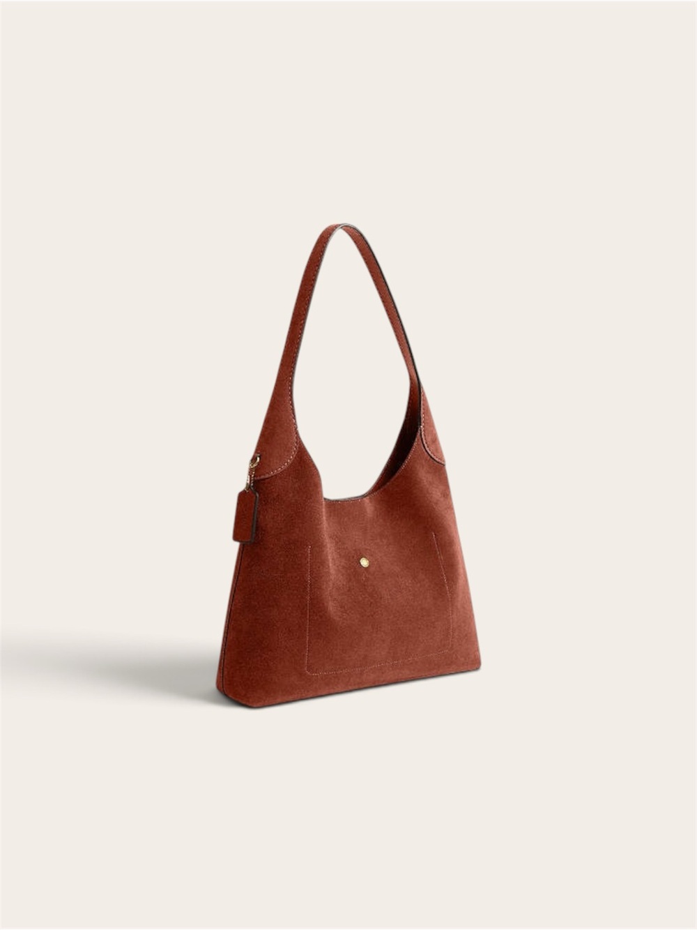 *SOLD* Coach Brooklyn 34 Suede Shoulder Bag Clay Brass | Authentic Luxury Hobo - Picture 5 of 10